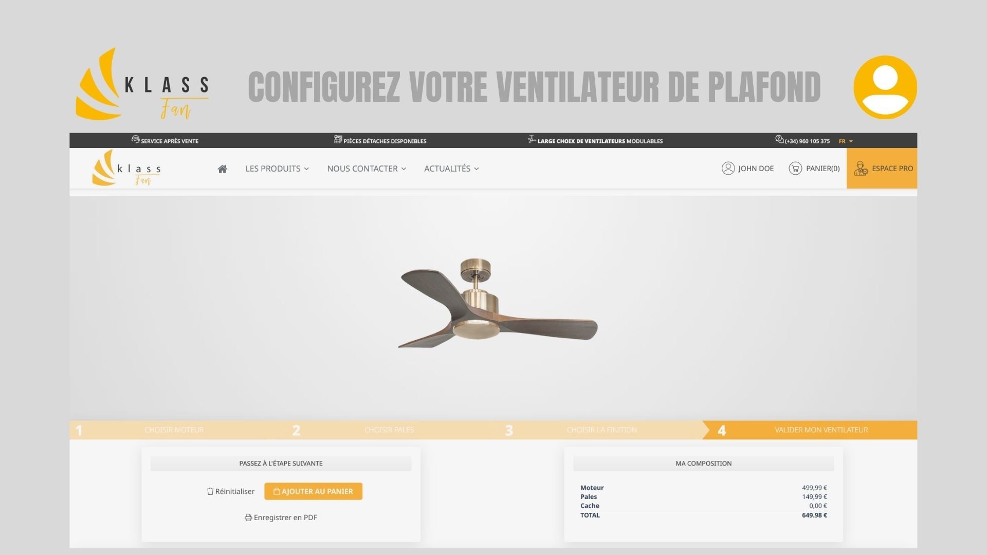 Configurez votre ventilateur de plafond KlassFan